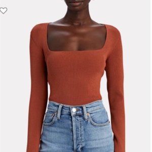 Intermix Kai Long Sleeve Square Neck Rust Orange Top NWT Perfect for Fall Size L